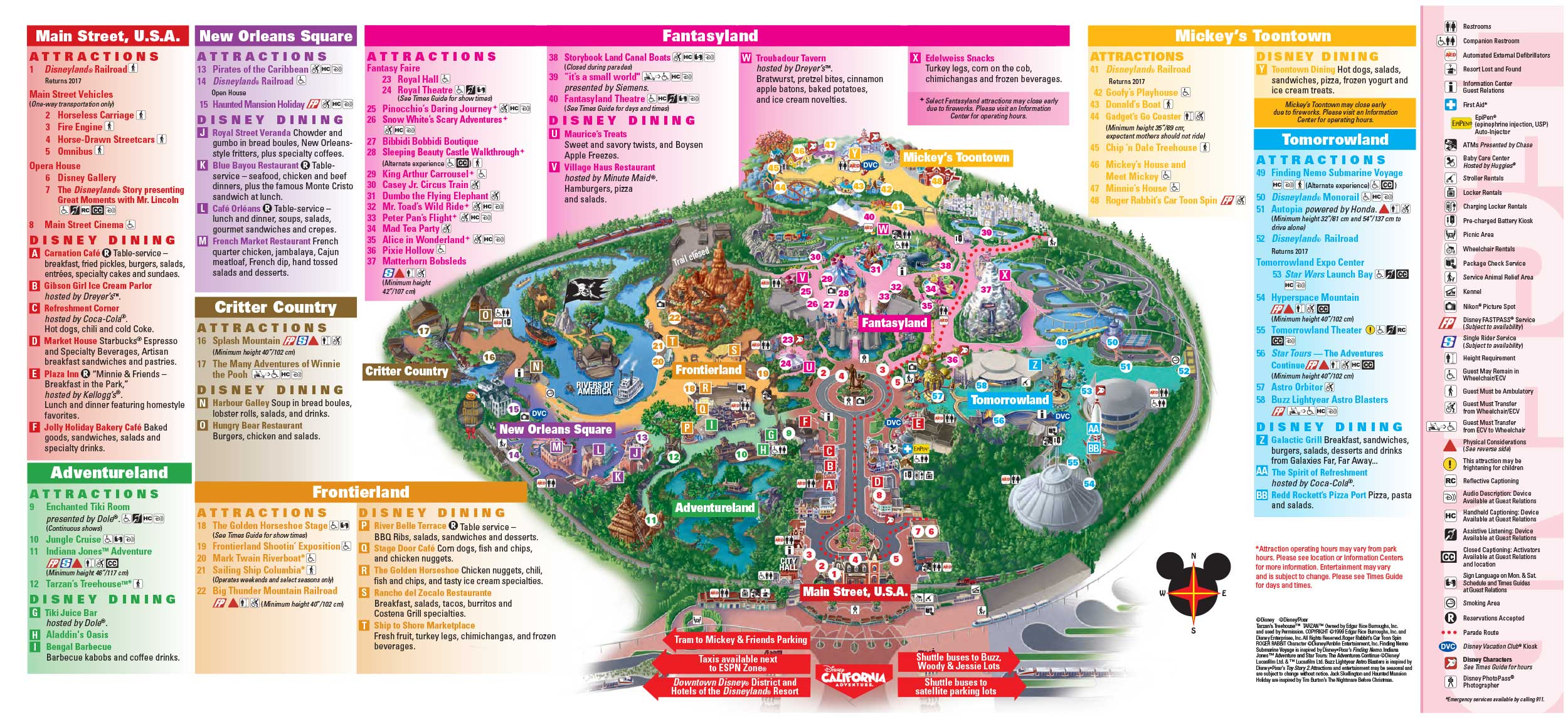 Disneyland Park Map In California, Map Of Disneyland - California Adventure Map Pdf