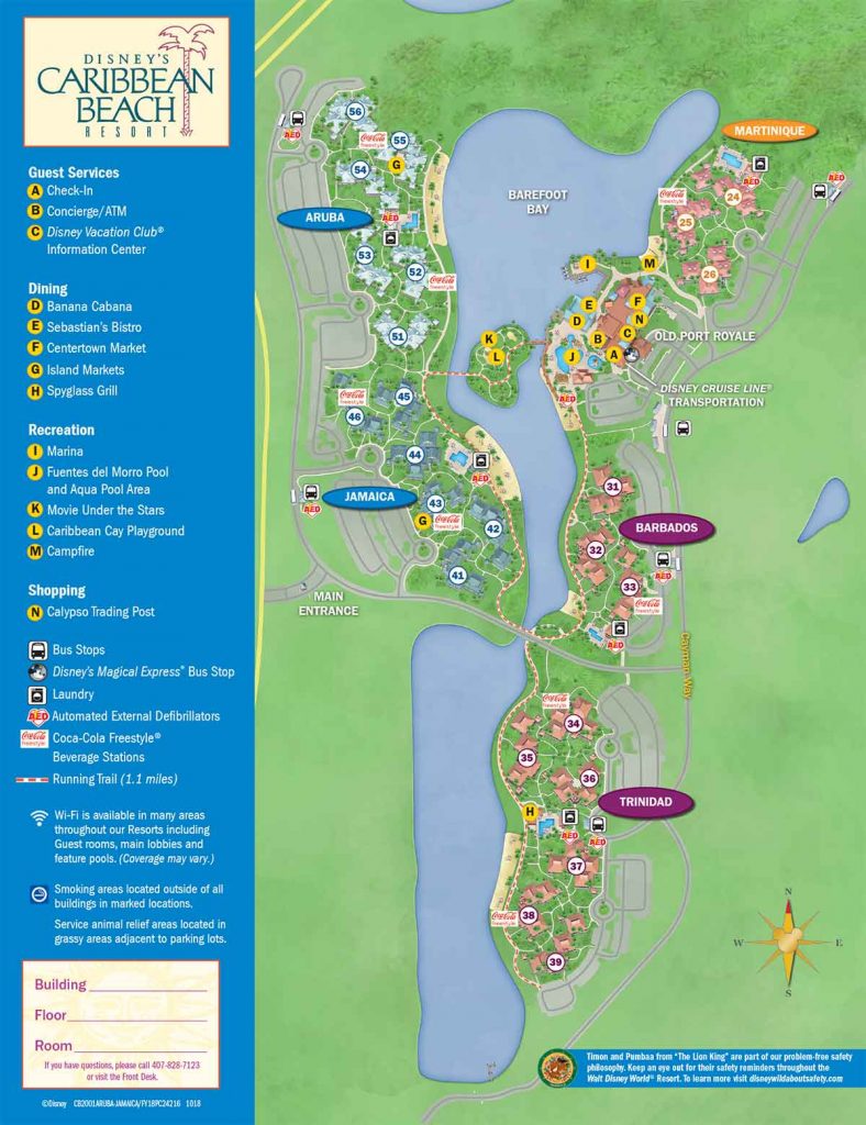 disneys caribbean beach resort map wdwinfo disney world florida