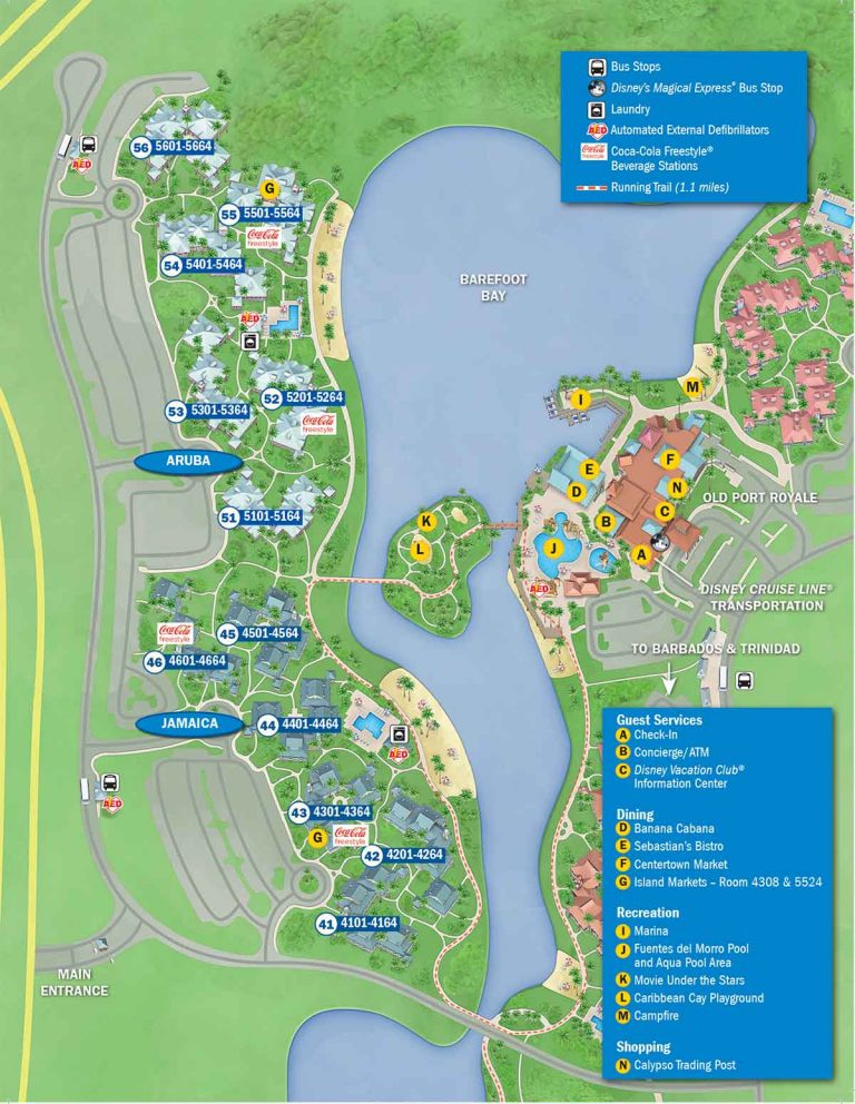 Disney's Caribbean Beach Resort Map - Wdwinfo - Florida Resorts Map ...