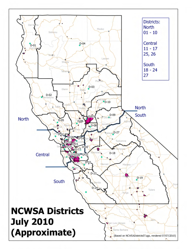 Districts – Ncwsa - Kaiser Permanente Northern California Service Area Map