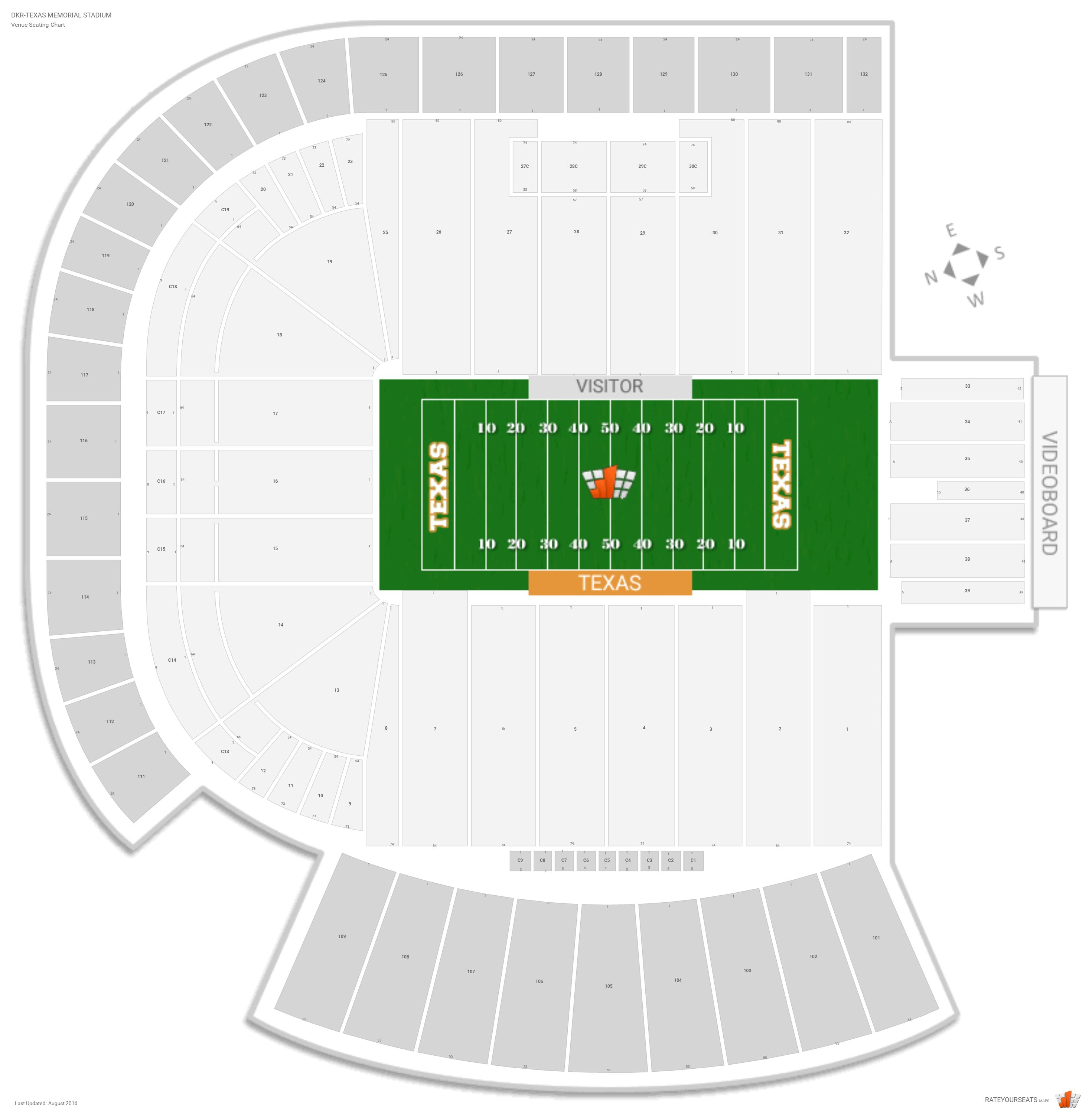 Dkr-Texas Memorial Stadium (Texas) Seating Guide - Rateyourseats - University Of Texas Stadium Map