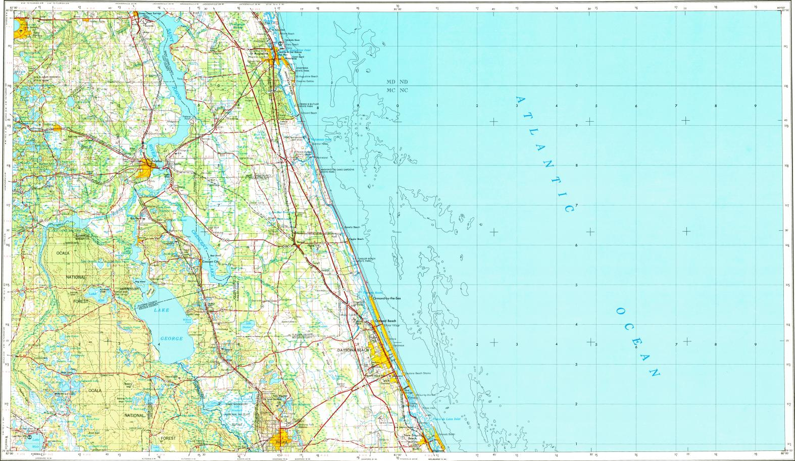 Download Topographic Map In Area Of Daytona Beach, Port Orange - Map Of Daytona Beach Florida Area