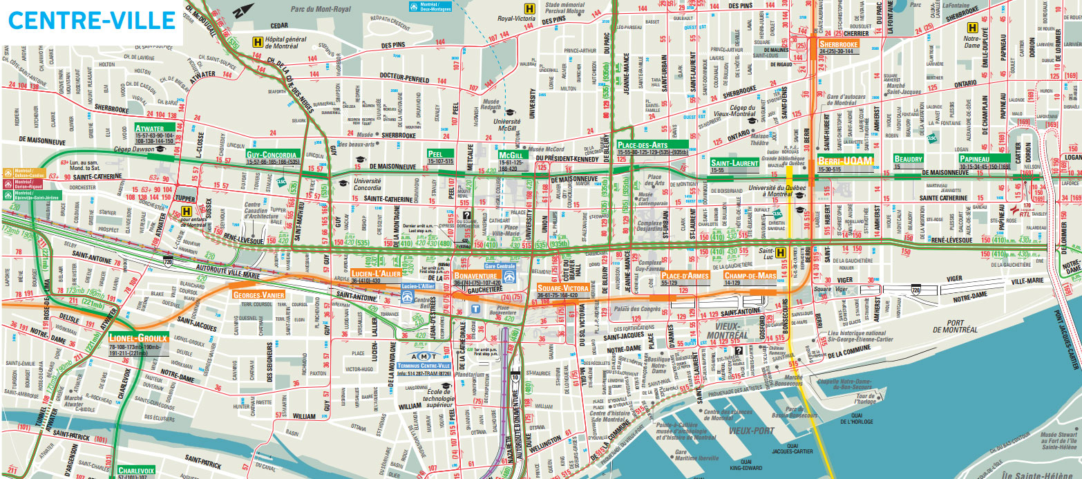 Downtown Montreal Map - Montreal Travel Guide - Printable Street Map Of Montreal