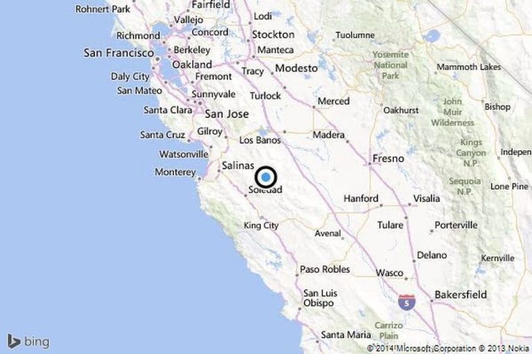 Earthquake 3.1 Quake Strikes Near Soledad, Calif. Los Angeles Times Soledad California Map