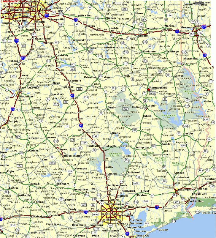 Detailed Road Map Of Texas
