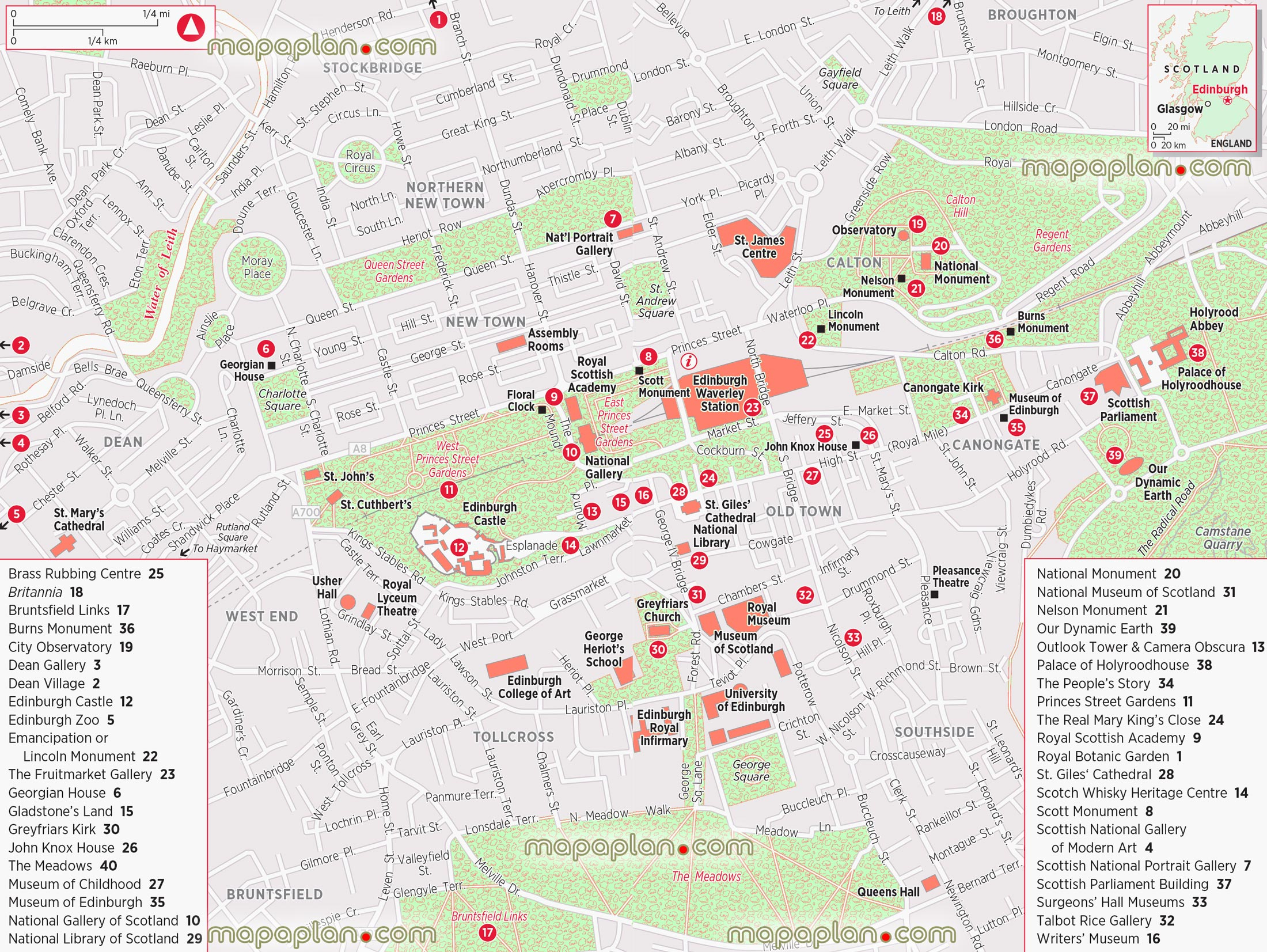 Edinburgh Maps - Top Tourist Attractions - Free, Printable City - Printable Map Of Scotland With Cities