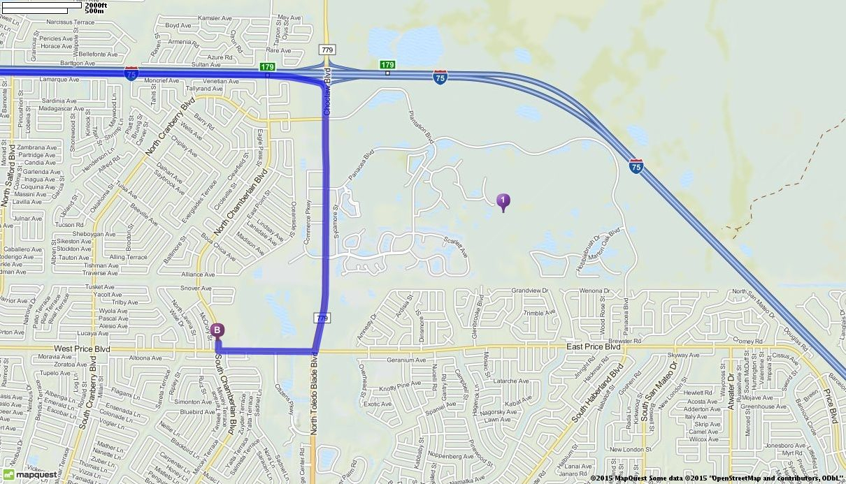Editable, Custom Driving Directions From 140 Da Vinci Drive - North Port Florida Street Map