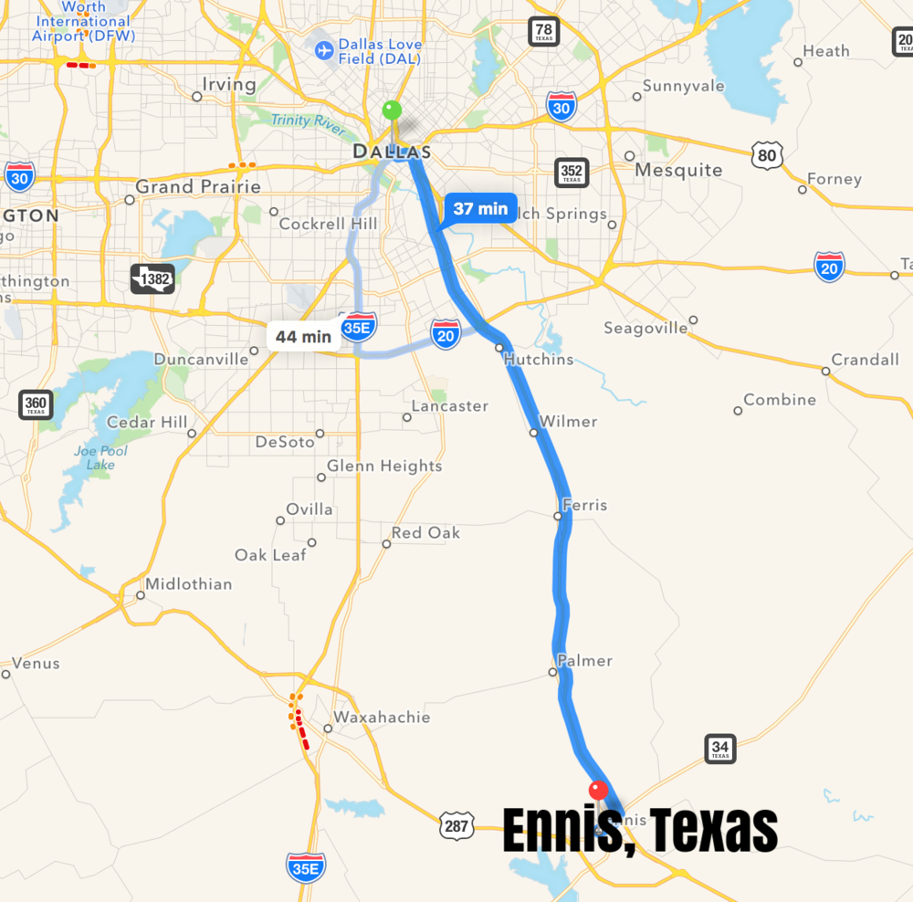 Ennis, Texas - Saturday, January 13, 2018 — Sheepdog Seminars - Ennis Texas Map
