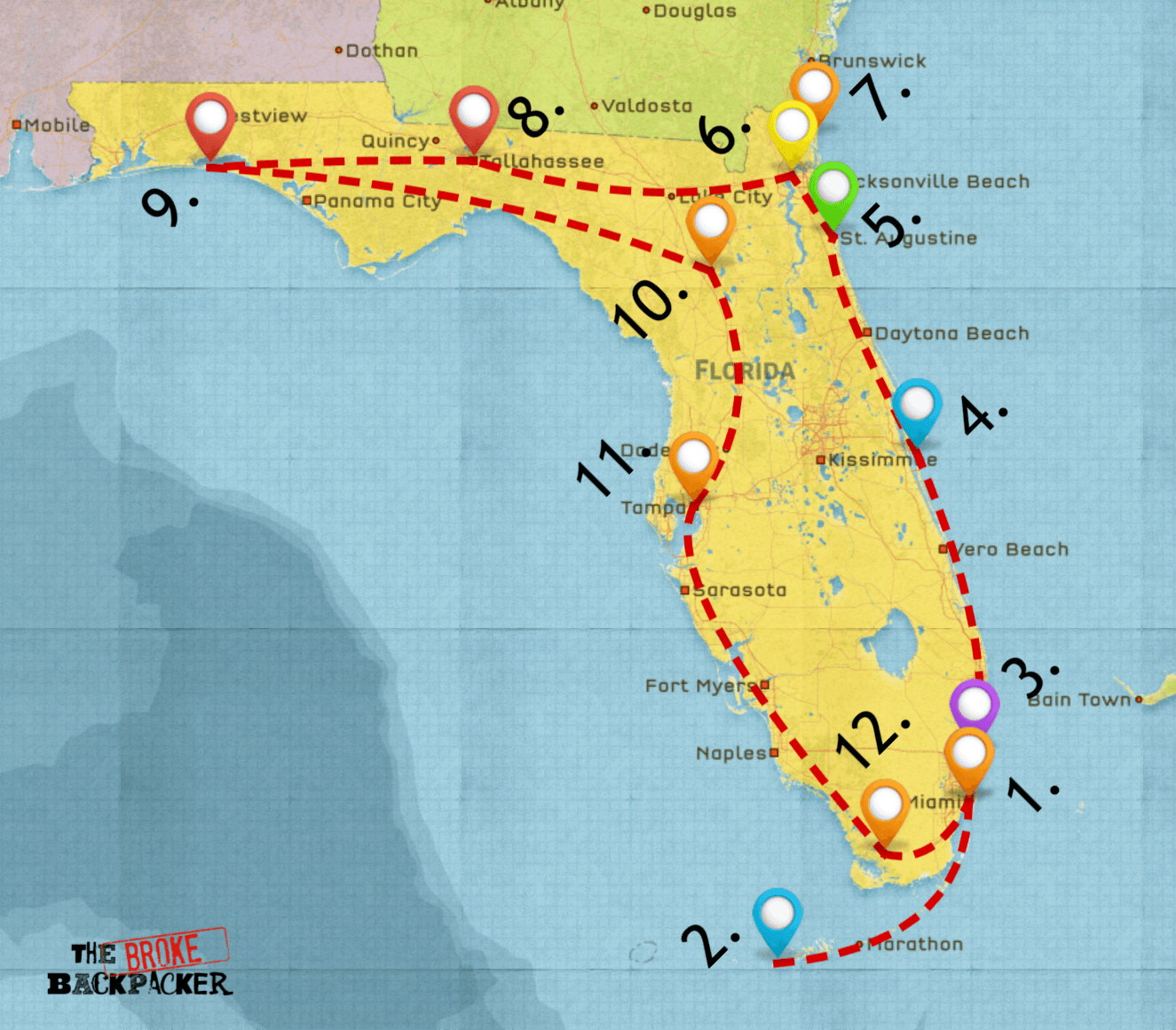 Epic Florida Road Trip Guide For March 2019 - Itineraries, Tips - Florida Road Trip Map