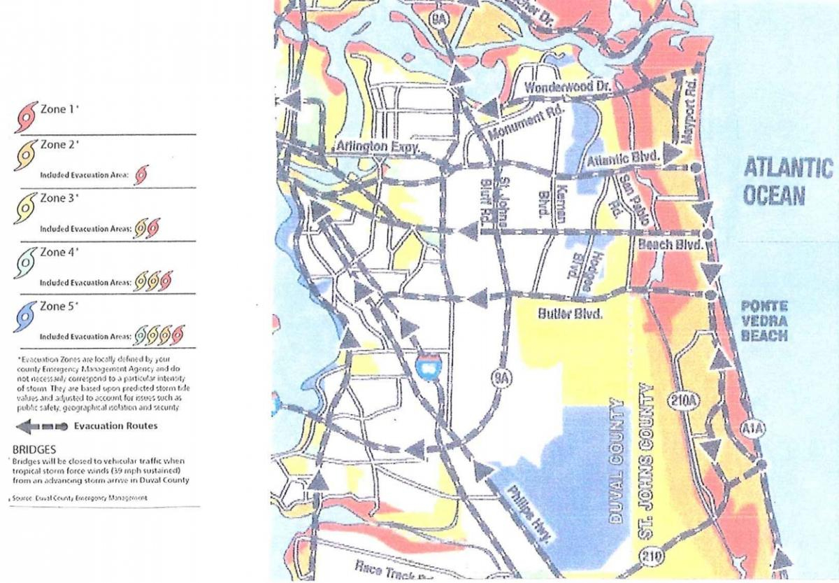 Evacuation And Re-Entry | City Of Jacksonville Beach - Florida Hurricane Evacuation Map