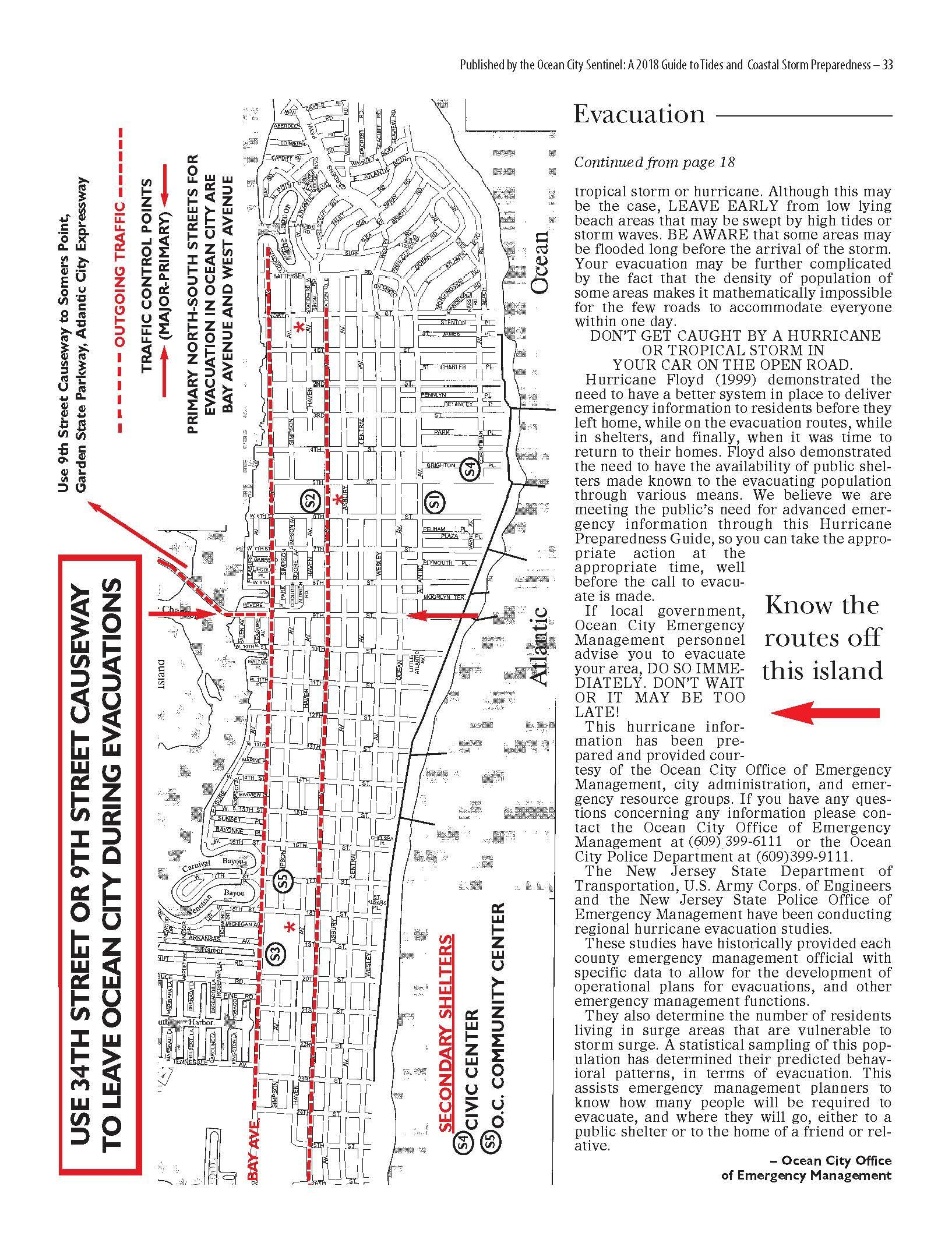 Evacuation Route Map - Printable Street Map Ocean City Nj