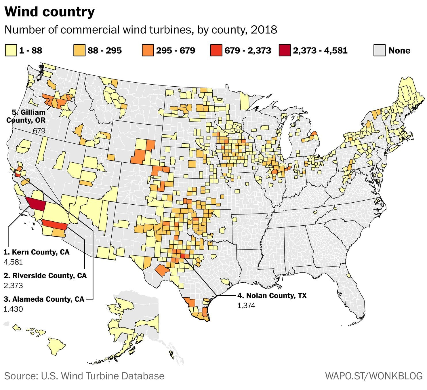 Southwest Region Wind Farms Texas Map Printable Maps   Every One Of Americas 57636 Wind Turbines Mapped The Washington Wind Farms Texas Map 