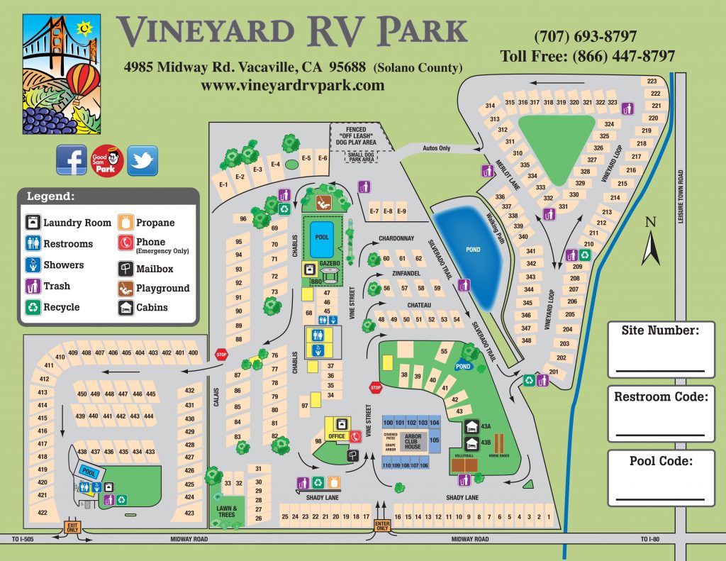 Facility Map Vineyard Rv Park California Rv