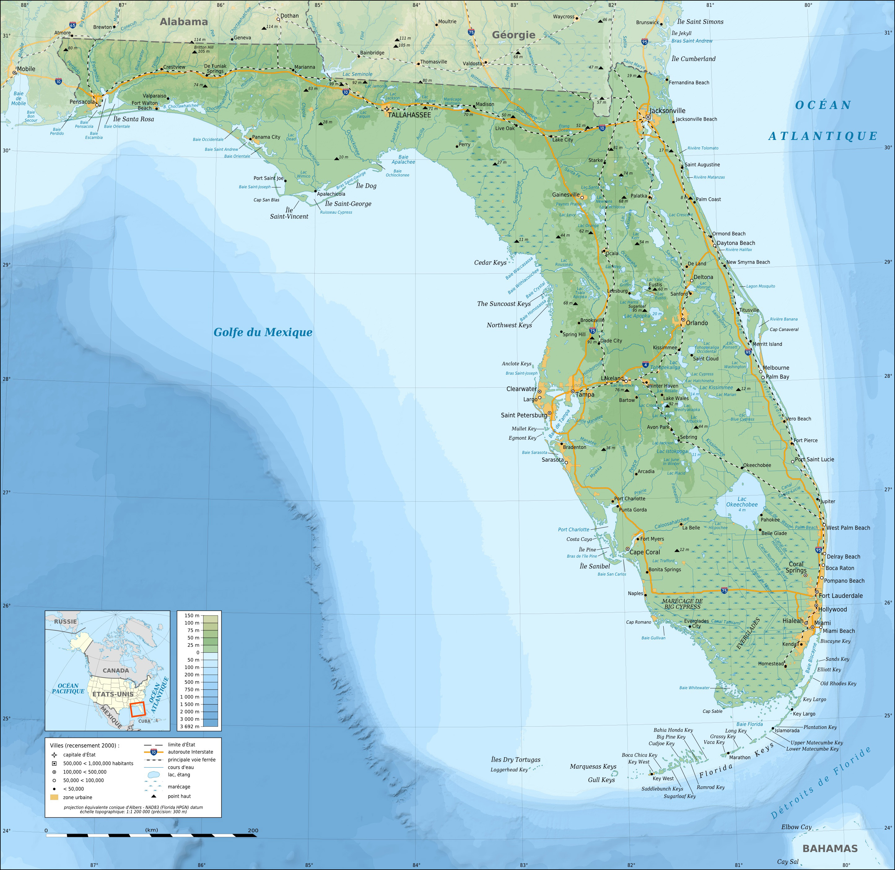 Fichier:florida Topographic Map-Fr — Wikipédia - Florida Ocean Map