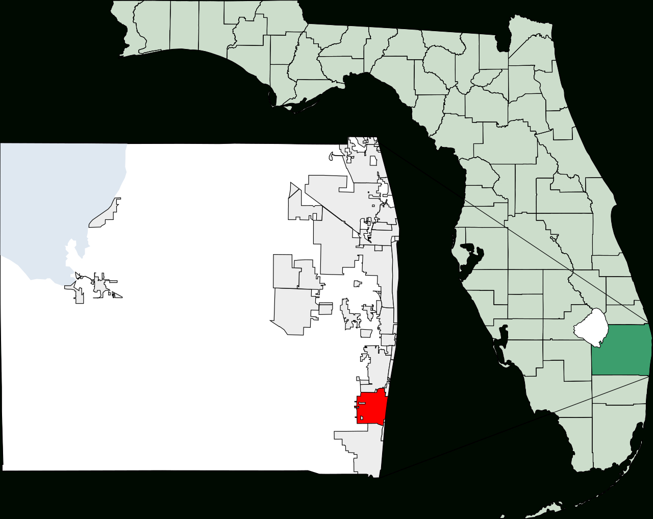 Fichier:map Of Florida Highlighting Delray Beach.svg — Wikipédia - Del Ray Florida Map