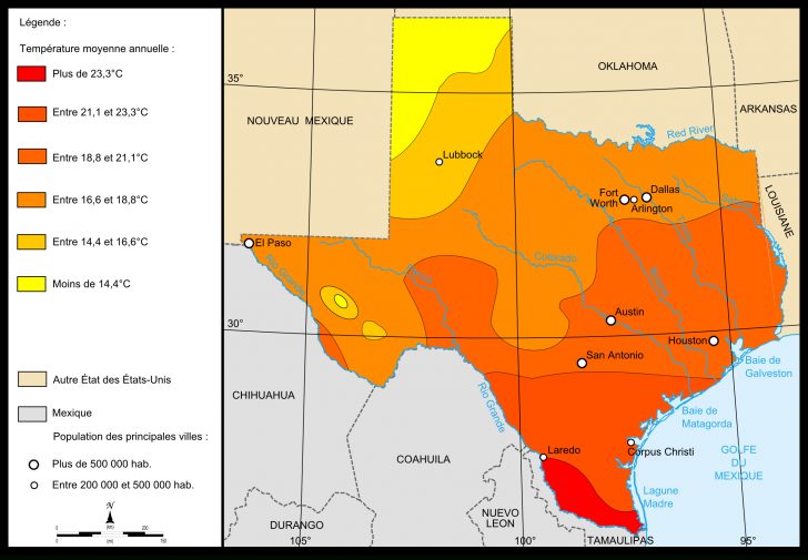 Fichiermap Of Texas Temperatures — Wikipédia Texas Temperature Map