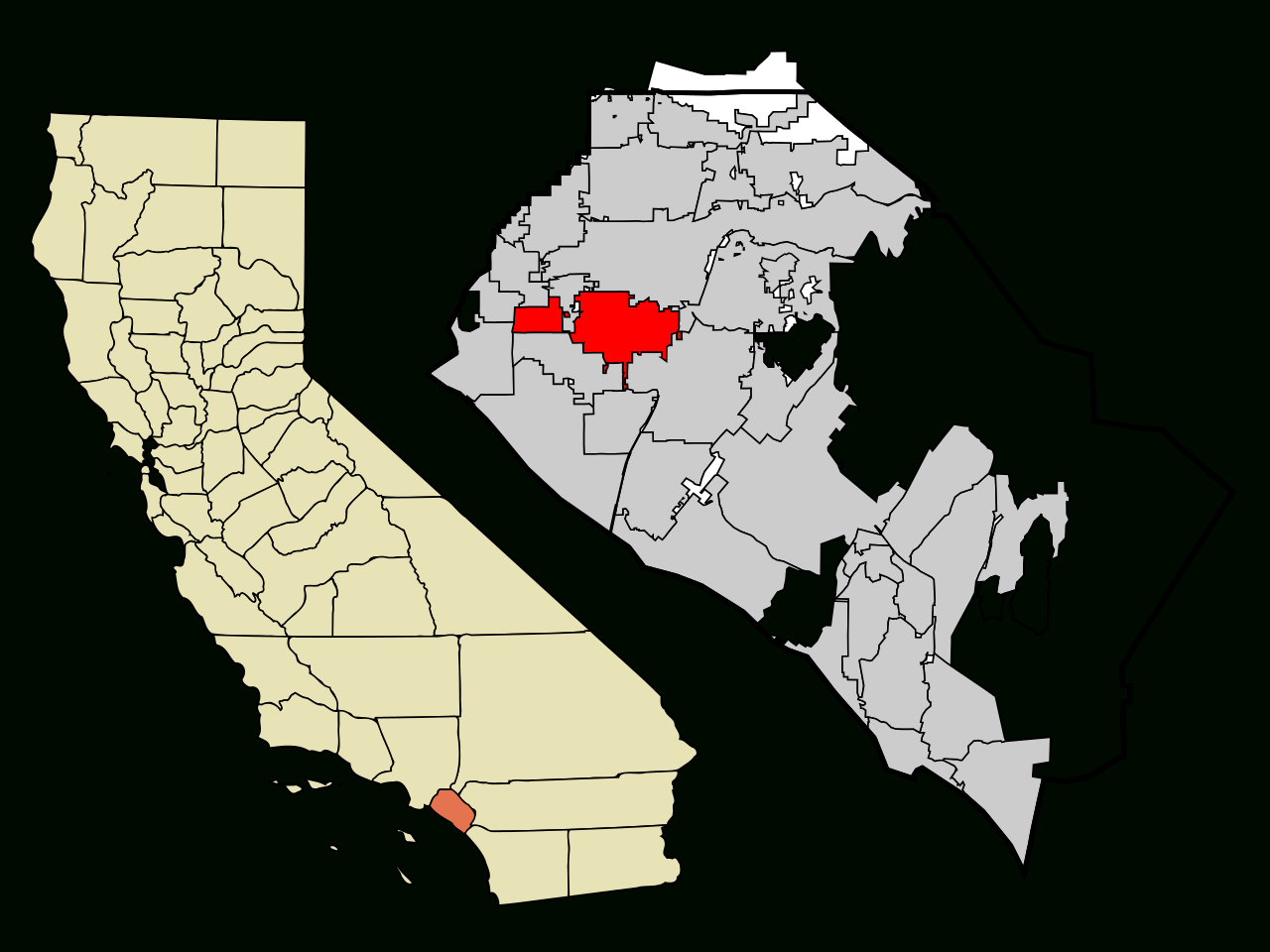 Fichier:orange County California Incorporated And Unincorporated - Where Is Garden Grove California On The Map