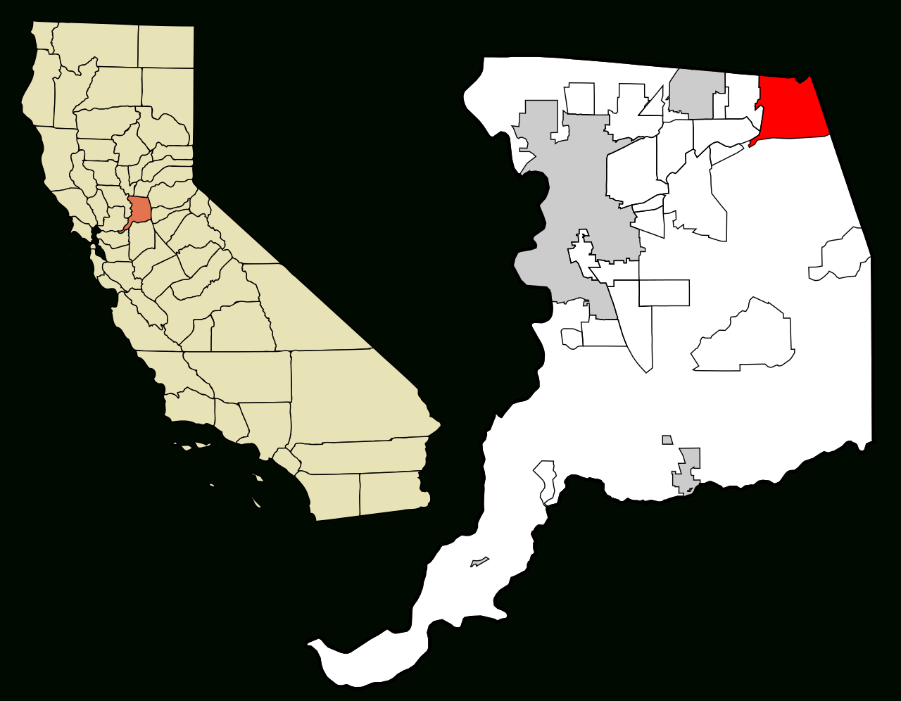 Fichier:sacramento County California Incorporated And Unincorporated - Map Of Sacramento County California