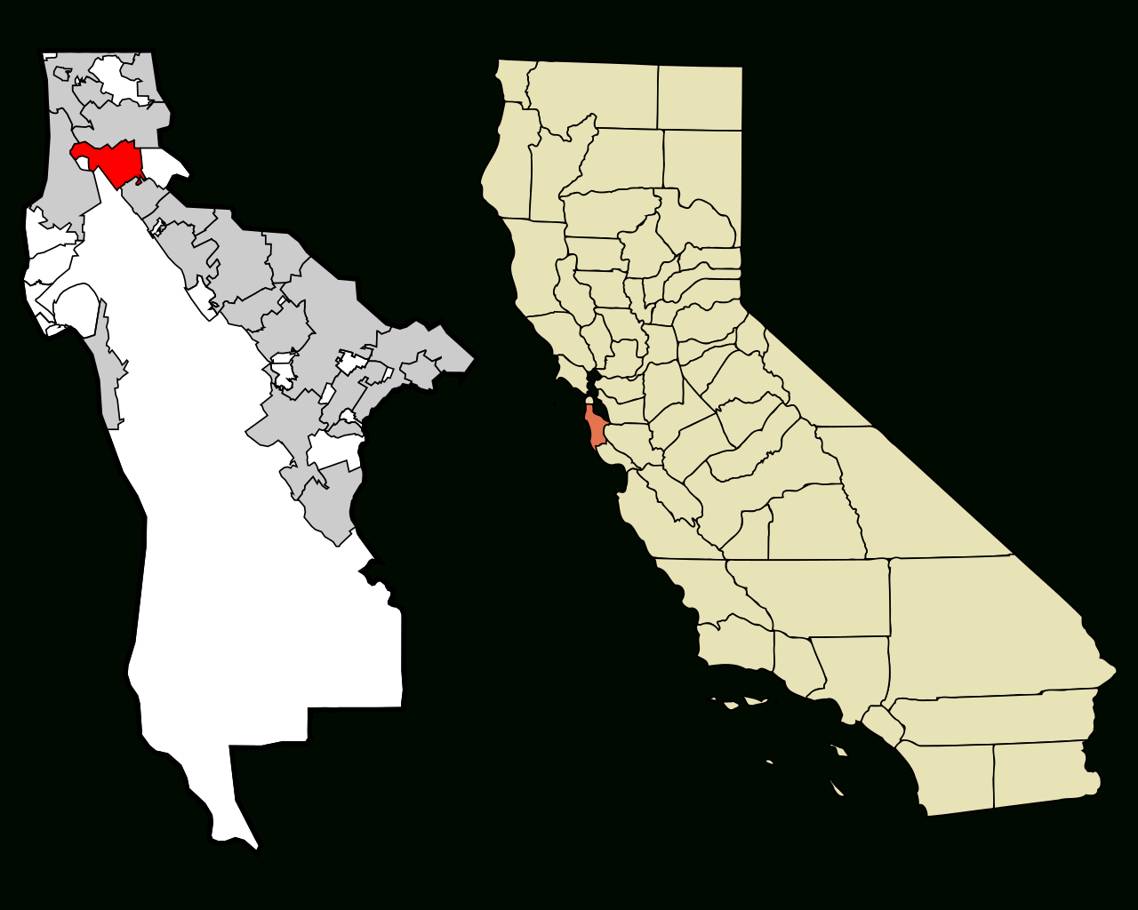 Fichier:san Mateo County California Incorporated And Unincorporated - San Bruno California Map