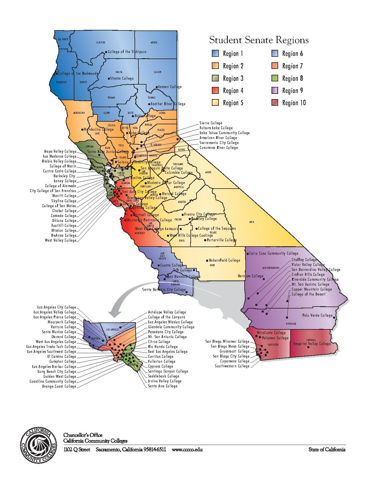 File Student Senate Regions California River Map California - California Community Colleges Map