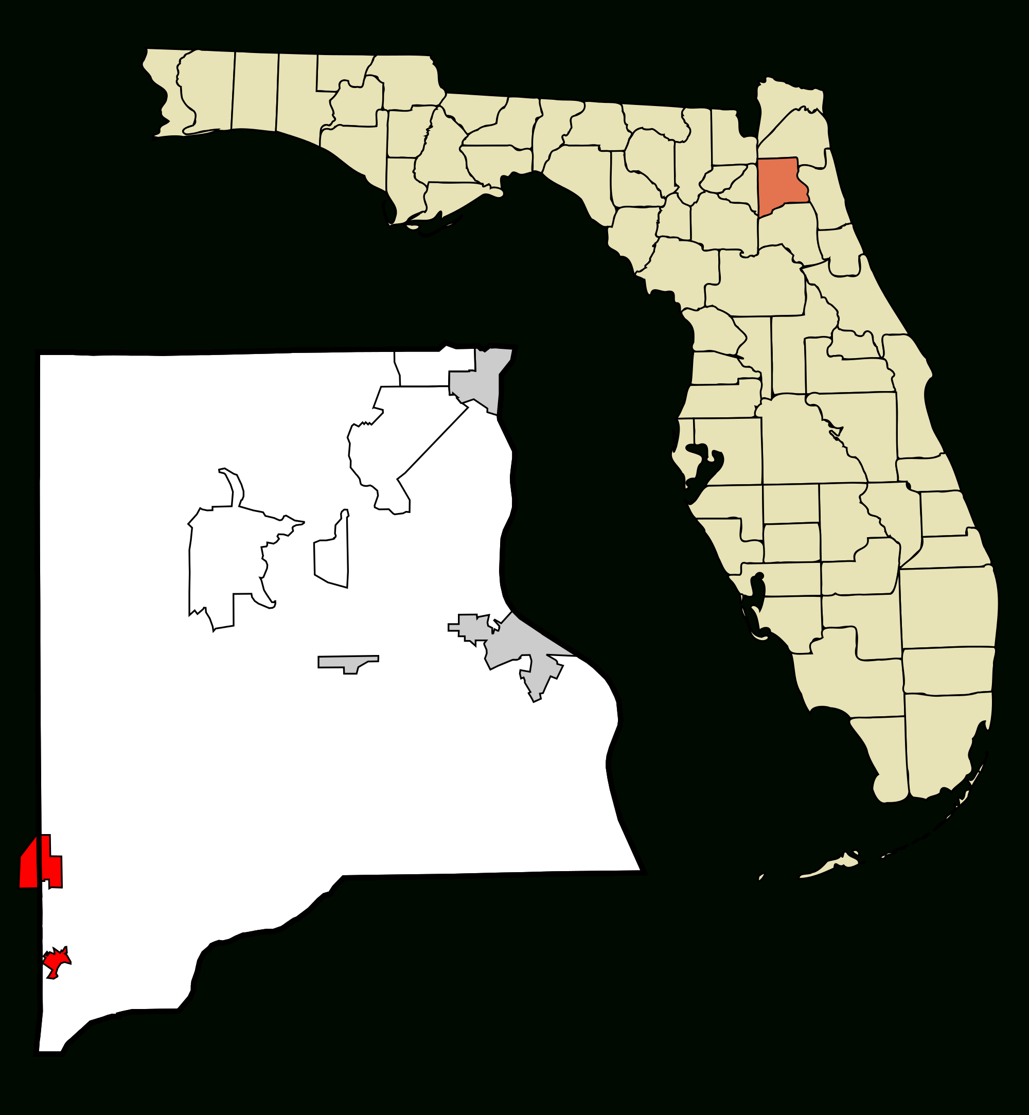 File:clay County Florida Incorporated And Unincorporated Areas - Citrus Cove Florida Map