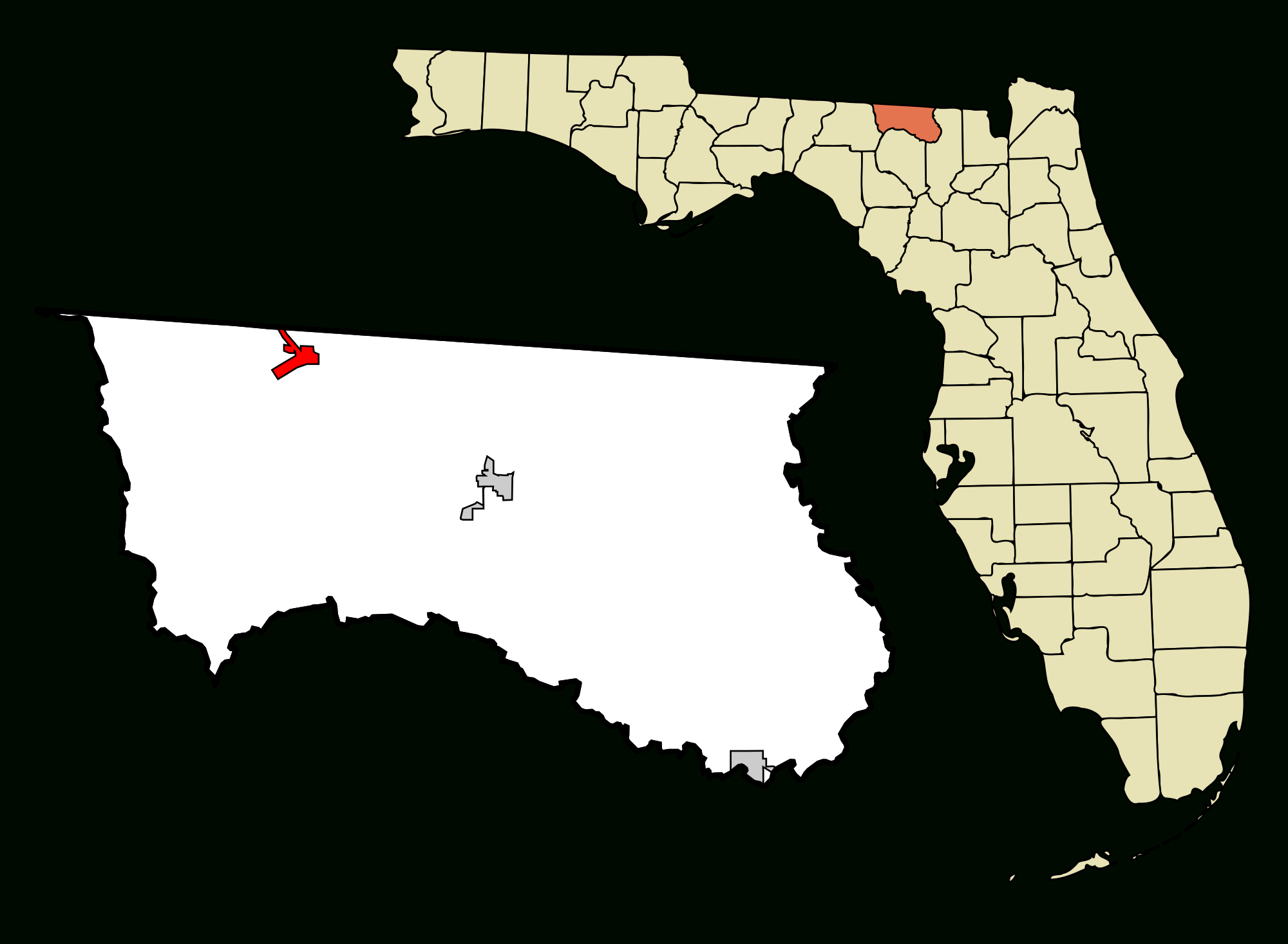 File:hamilton County Florida Incorporated And Unincorporated Areas - Jennings Florida Map