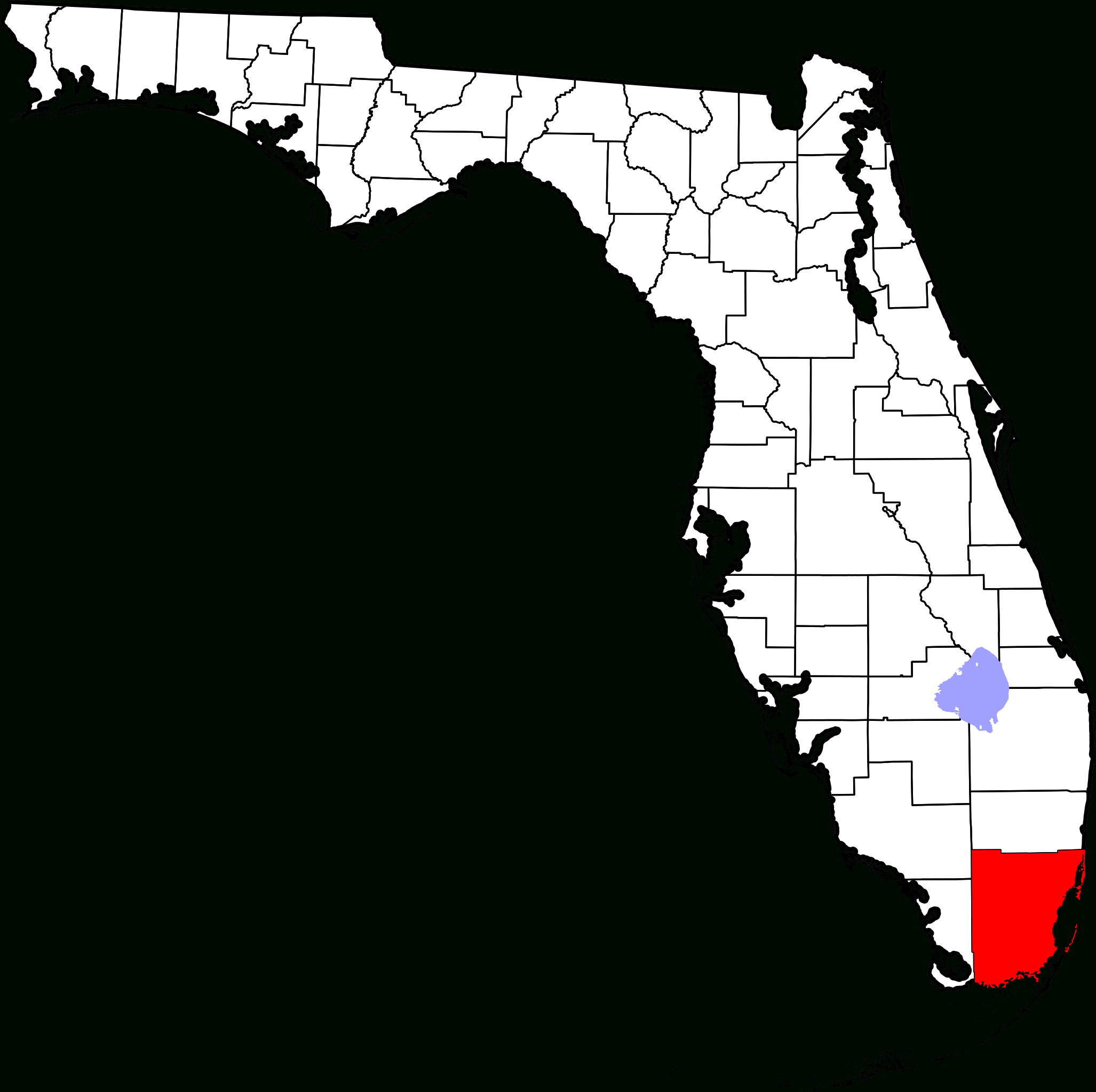 File:map Of Florida Highlighting Miami-Dade County.svg - Wikipedia - Miami Florida Map