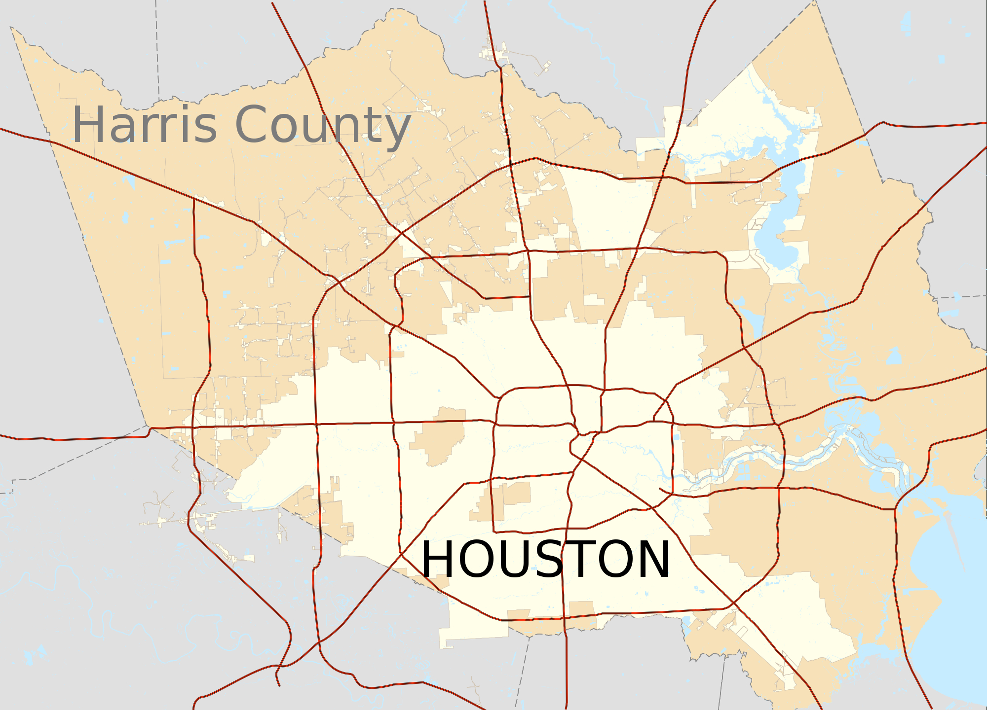File:map Of Houston Texas And Harris County.svg - Wikimedia Commons - Harris County Texas Map