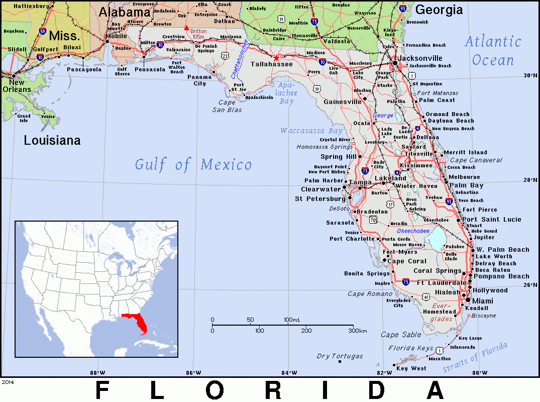 Fl · Florida · Public Domain Mapspat, The Free, Open Source - Free Florida Map