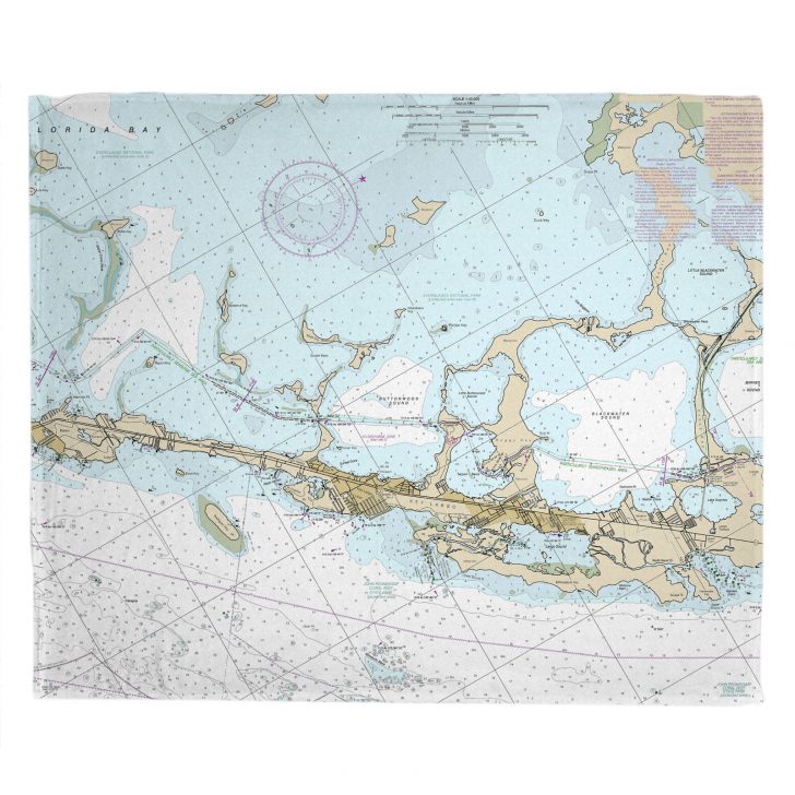 Fl Key Largo Fl Close Up Nautical - Fl Key Largo Fl Close Up Nautical Chart Blanket Florida Keys Nautical Map 728x728 