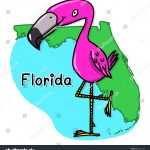 Flamingo Over State Florida Map Illustration Stock Illustration   Florida Cartoon Map