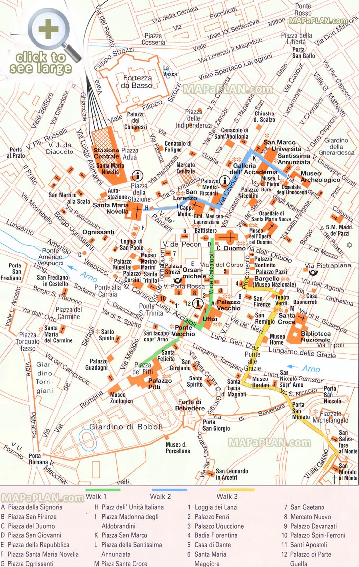 Florence Maps - Top Tourist Attractions - Free, Printable City - Printable Walking Map Of Florence