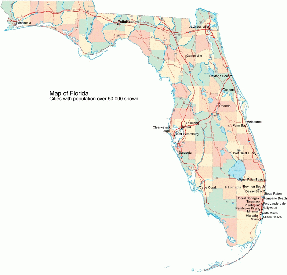 Florida Big Cities 18 Lakeland Fl Map | Settoplinux - Tamarac Florida Map
