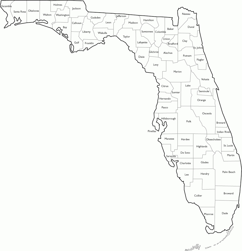 Florida County Map With County Names - South Florida County Map