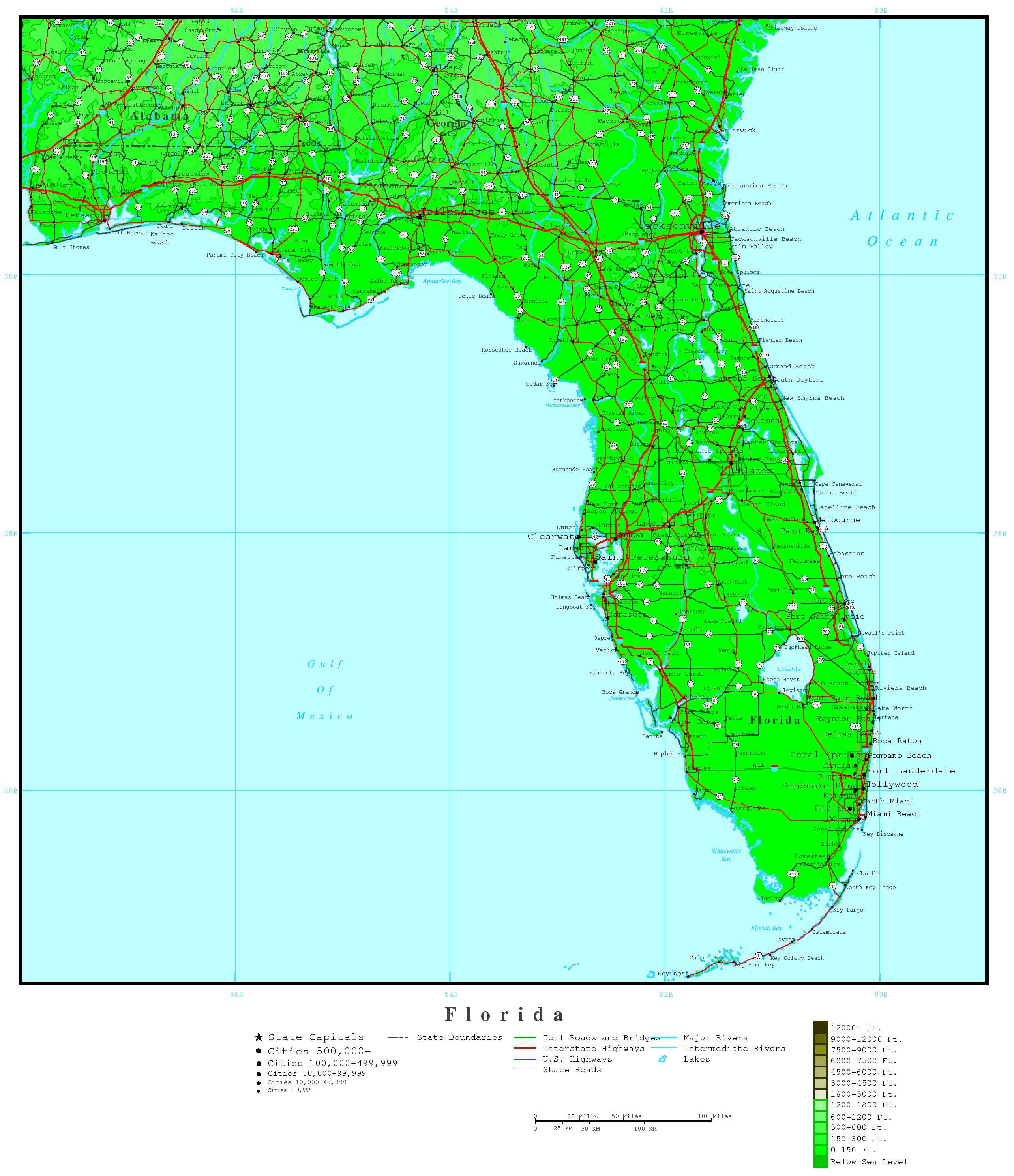 Florida Elevation Map - Florida Elevation Map Free