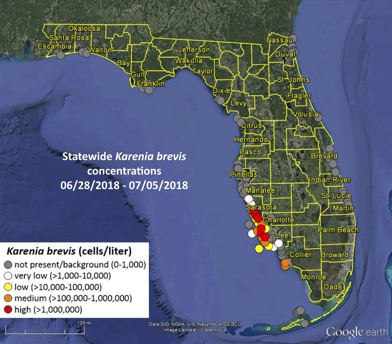 Florida Fishing Report: Red Tide Status, 7-6-18 | Florida Fishing Report - Current Red Tide Map Florida