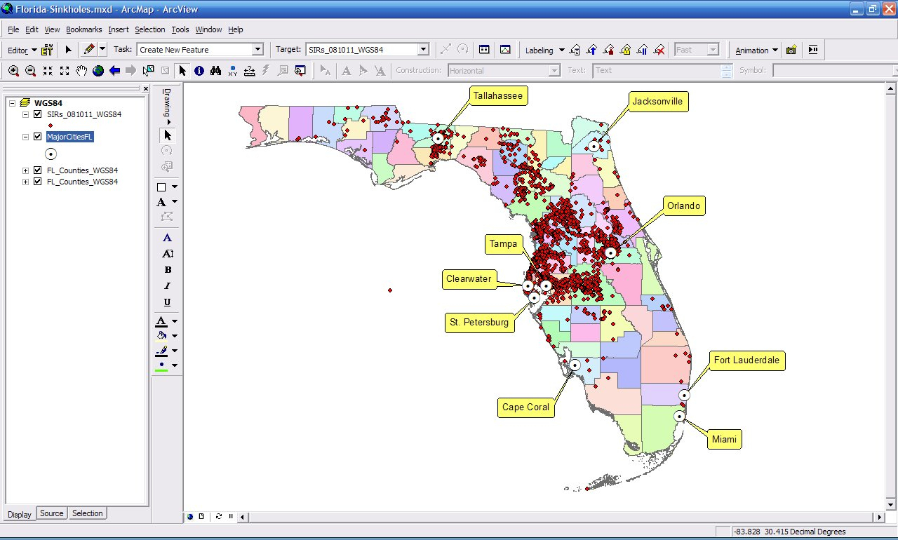 Florida Karst Sinkhole Information And Gis - Sinkhole Map Hernando County Florida