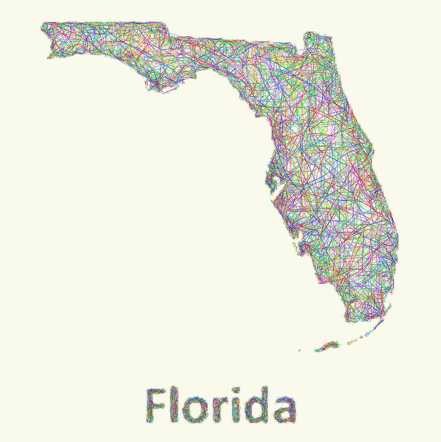 Florida Line Art Map Digital Artdavid Zydd - Florida Map Art