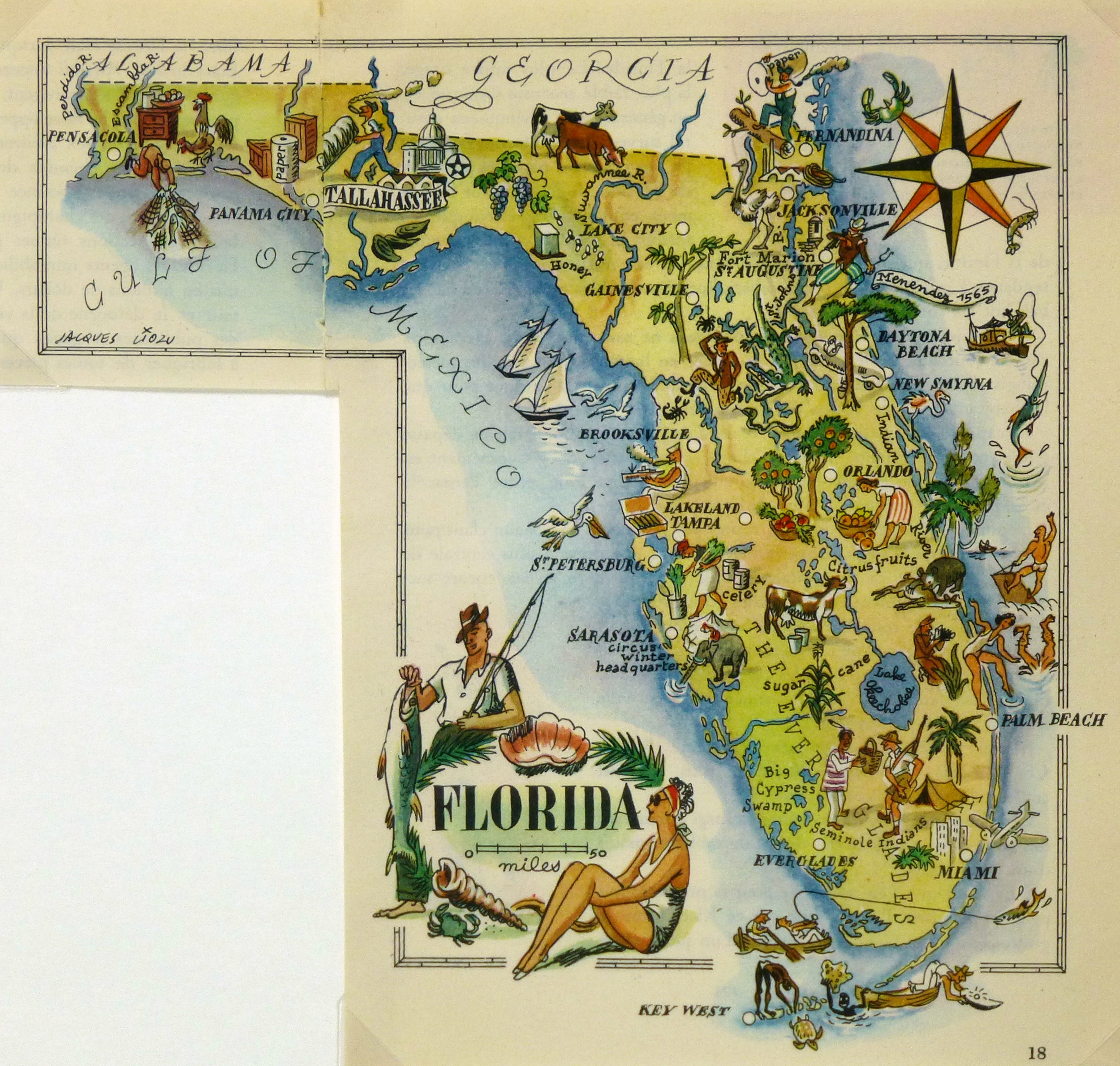 Florida Map Archives - Original Art, Antique Maps &amp;amp; Prints - Map Of Florida Art
