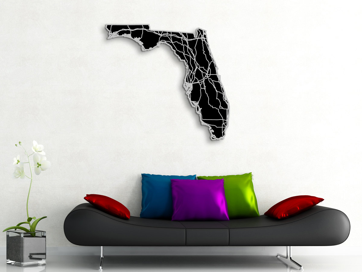 Florida Map Art 36X33 In. Abstract Map Florida State Art | Etsy - Florida Map Artwork