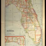 Florida Map Of Florida Wall Decor Art Large Antique Colorful County   Map Of Florida Wall Art