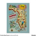 Florida Map Poster | Sarah's Picks For Canal Home Decor. | Rustic   Florida Map Poster