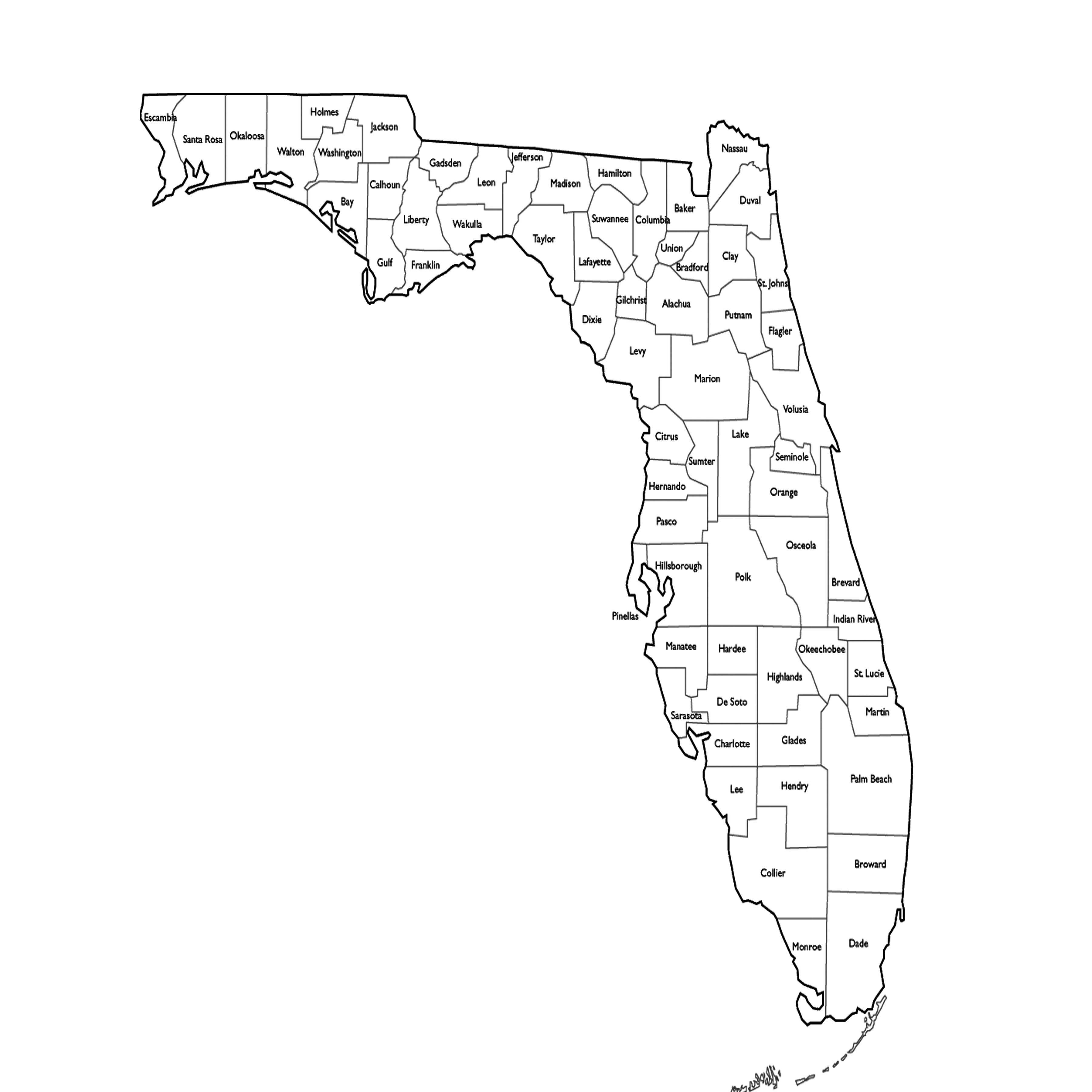 Florida Mapcounty – Florida Maps - Florida Map Black And White