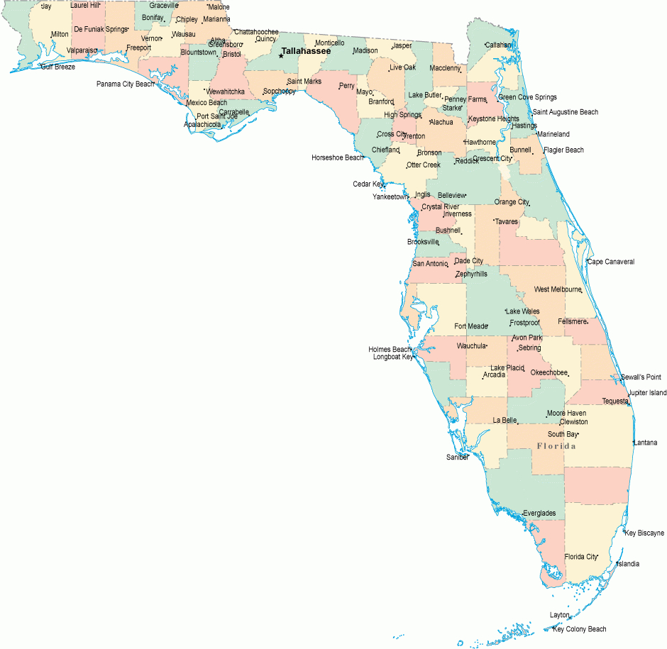 Florida Maps With Cities And Travel Information | Download Free - Map Of South Florida Towns