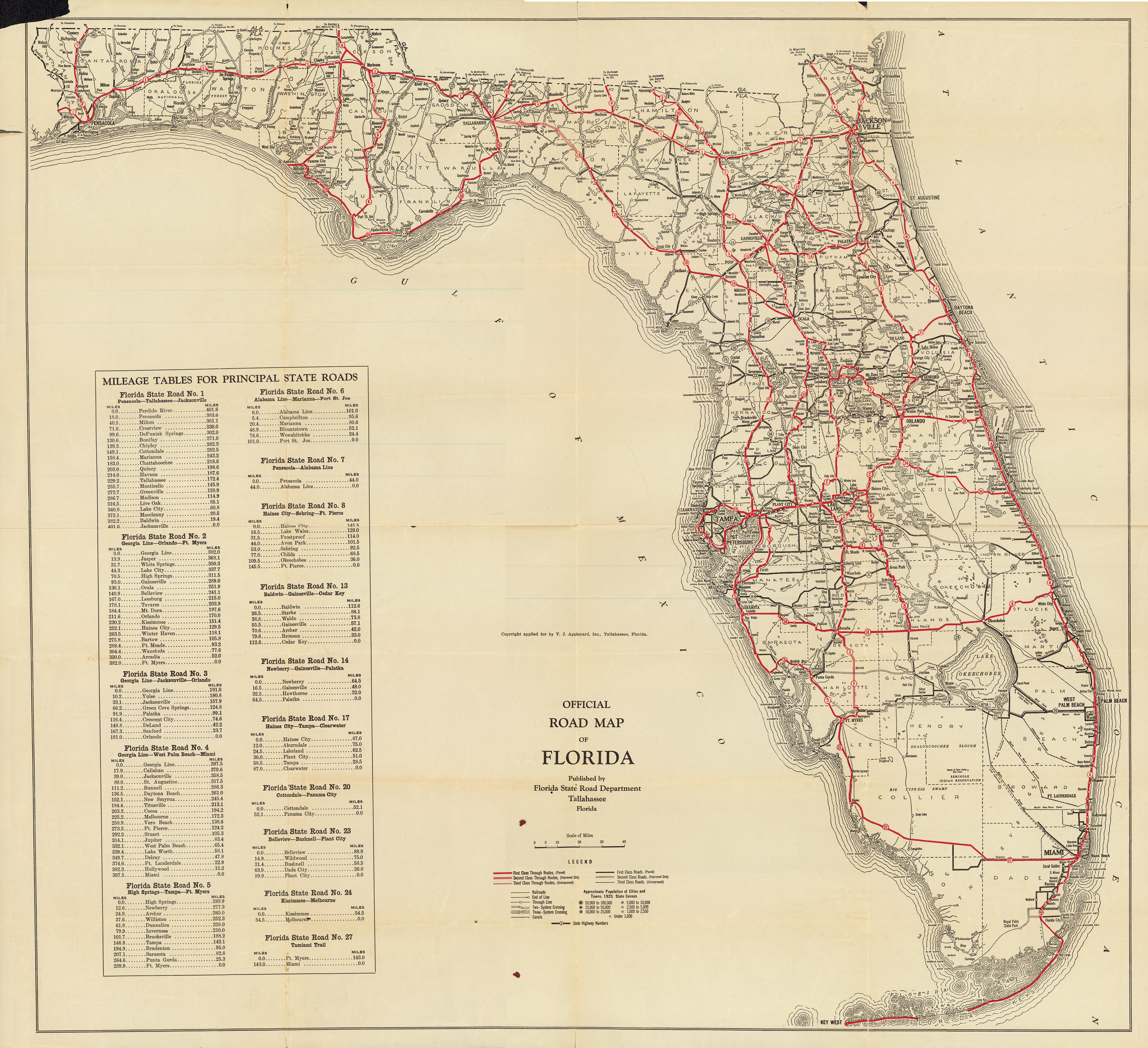 Florida Memory - Official Road Map Of Florida, 1930 - Coldwater Creek Florida Map