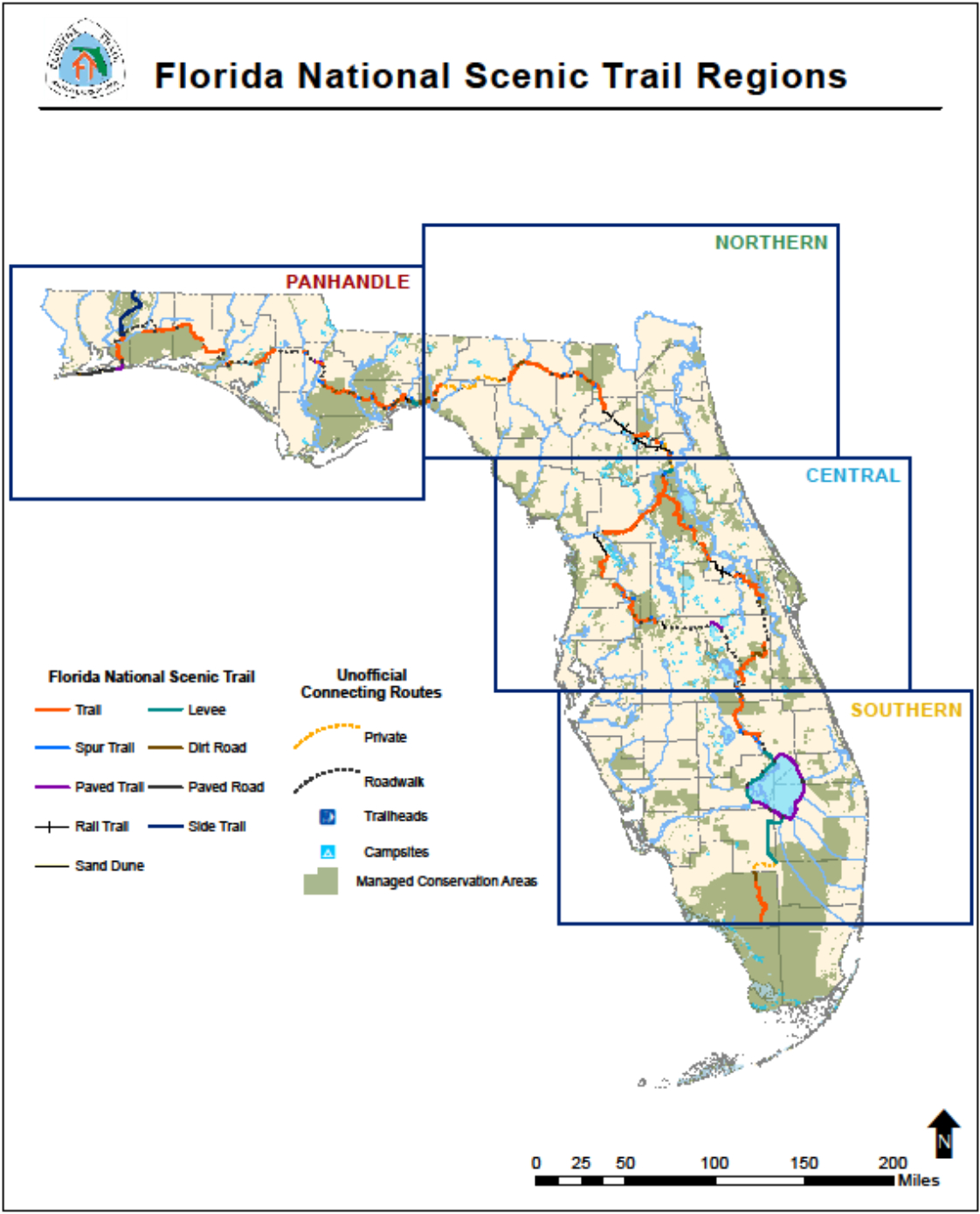 Florida National Scenic Trail - About The Trail - Central Florida Bike Trails Map