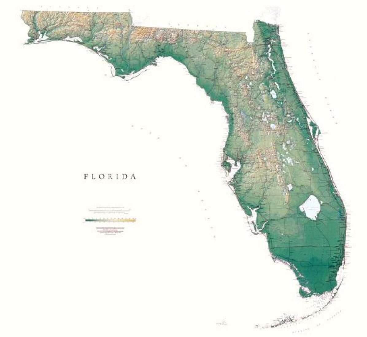 Florida, Physical, Laminated Wall Mapraven Maps | Products - Laminated Florida Map