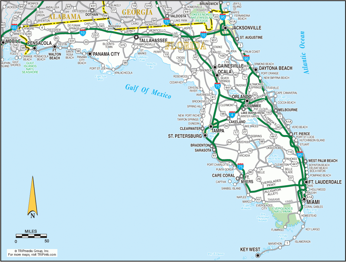 Florida Road Maps Detailed Road Map Of Florida 