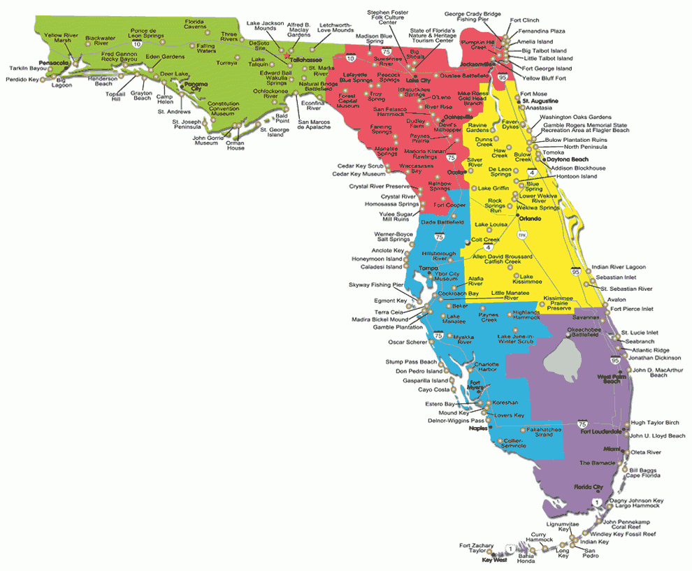 Florida State Parks Map | Travel Bug - Camping In Florida State Parks Map