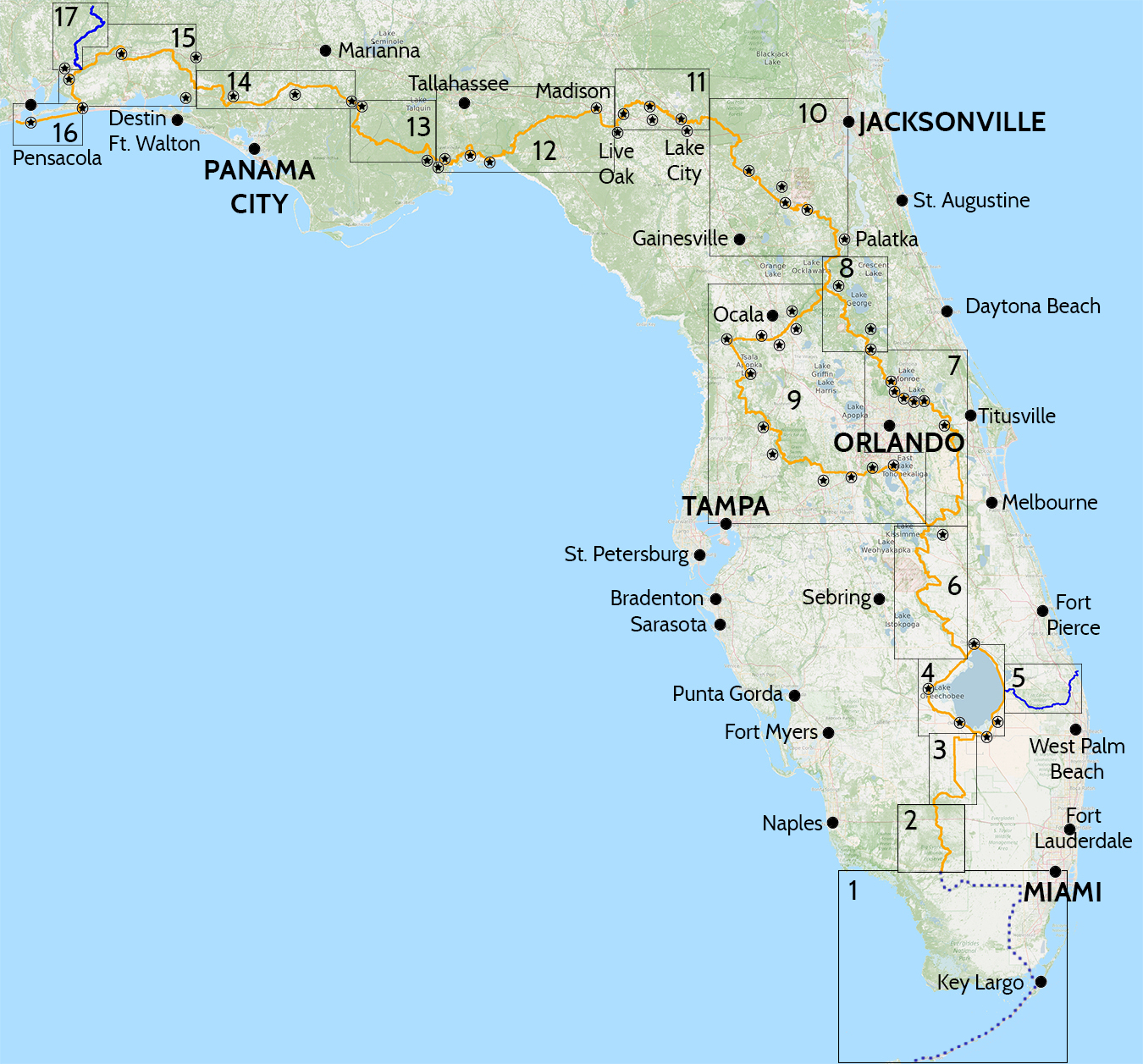 Florida Trail Hiking Guide | Florida Hikes! - Florida Scenic Trail Interactive Map
